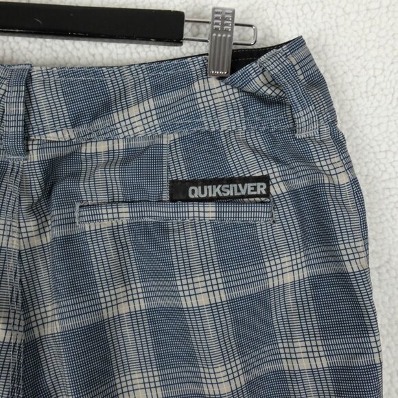 Quiksilver Amphibians Shorts Mens 34 Blue Plaid Hybrid Classic Retro Swim - Picture 5 of 10